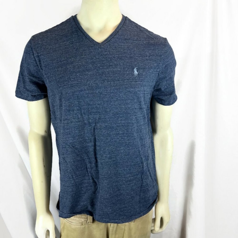 Polo ralph lauren T-Shirt V-Neck Men's Large Blue Cotton Short Sleeve Pony Top